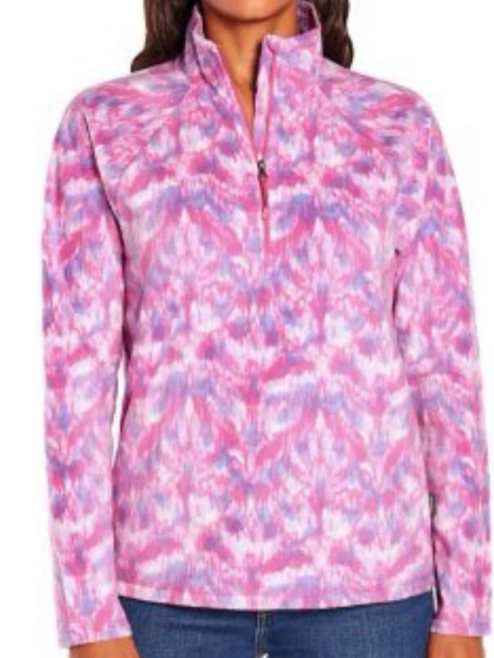 Eddie Bauer Women Long Sleeve Polar Fleece Quarter Zip Pullover szXS PINK PURPLE